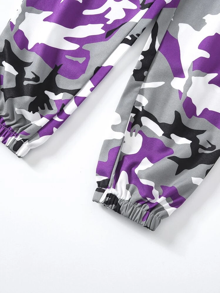 Fille à lettres T-shirt & à imprimé camouflage Pantalon de jogging - Multicolore - Voir 6