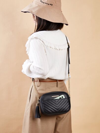 Lightweight,Business Casual Mini Tassel Decor Quilted Pattern Dome Bag For Teen Girls Women College Students,Rookies & White-collar Workers Perfect for Office,College,Work ,Business,Commute,Outdoors, Travel, Outings