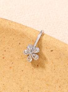 Nooxian 1件装女士微镶花朵鼻环，流行个性化花朵鼻钉及鼻夹，情人节、妈妈、母亲节礼物 - 銀色 - 查看 4