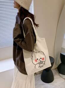 Bolsa de compras con estampado de dibujos animados - Blanco - Ver 2