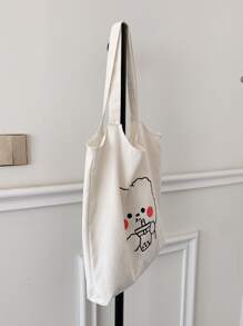 Bolsa de compras con estampado de dibujos animados - Blanco - Ver 3