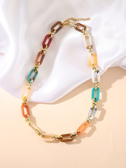 Color Block Chain Necklace