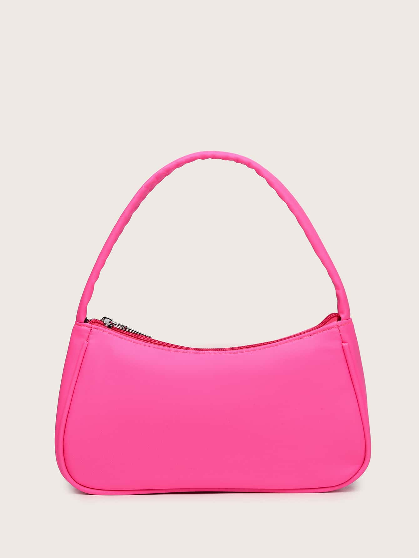Classic Retro Minimalist Waterproof Nylon Hobo Handbag - Hot Pink - View 1