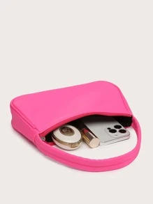 Classic Retro Minimalist Waterproof Nylon Hobo Handbag - Hot Pink - View 4