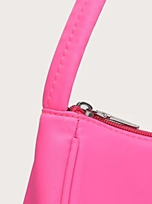 Classic Retro Minimalist Waterproof Nylon Hobo Handbag - Hot Pink - View 5