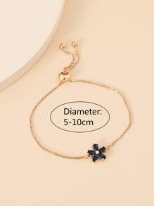 1 件花形铜镶方晶锆石可调节抽绳手链适合女性日常佩戴、约会和派对情人节、妈妈、母亲、母亲节、礼物 - 寶藍色 - 查看 2