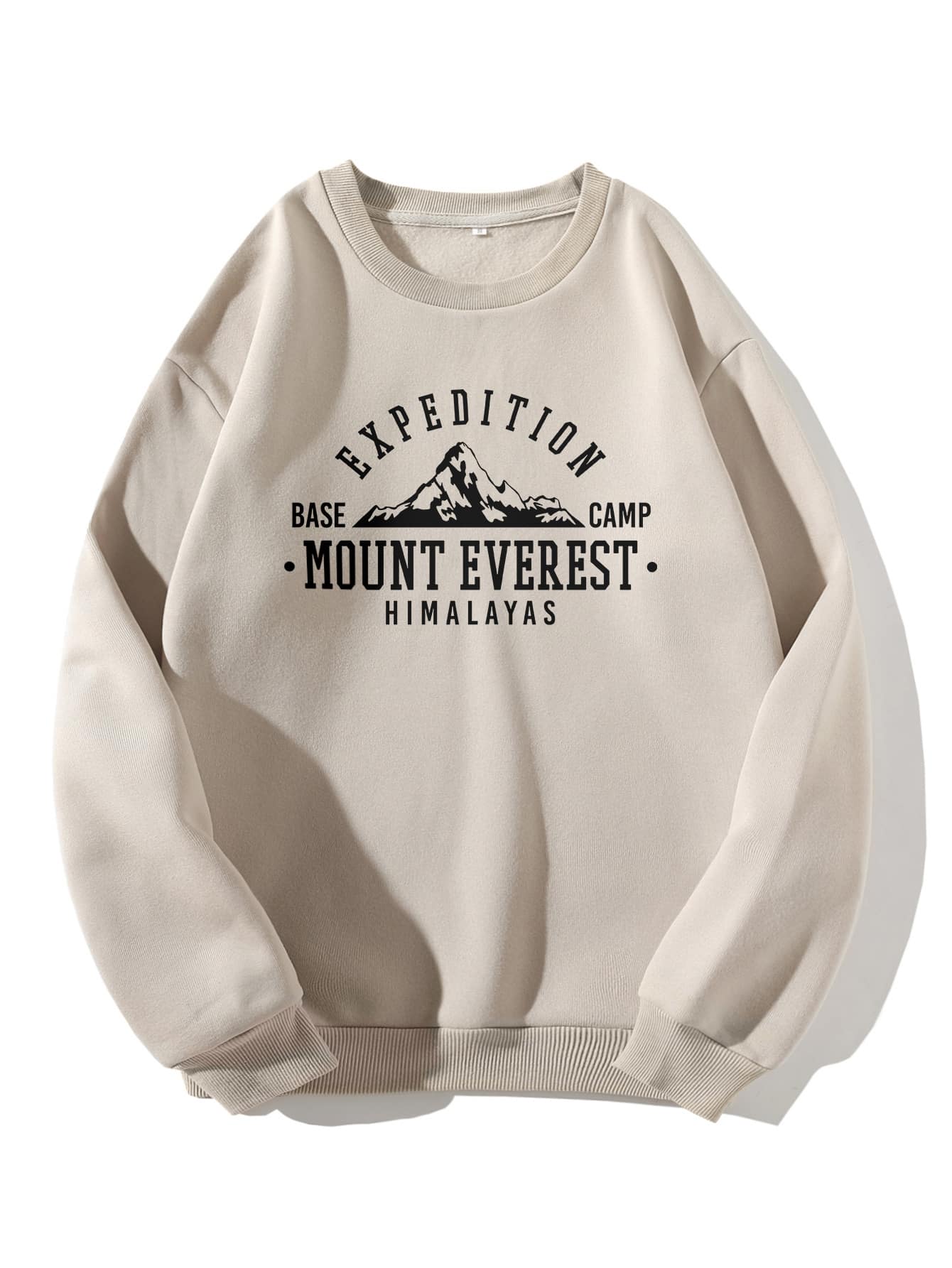 INAWLY 山峦字母图案保暖套头衫（秋季款） - 杏色 - 查看 1