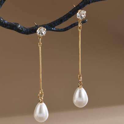 Đồ trang trí Rhinestone Ngọc trai Giả Thả hoa tai