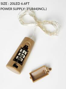 SHEIN 1入組2m銅燈簾帶20入組燈泡帶電池,日常素色可伸縮裝飾燈,紅酒瓶帶柔軟木LED燈,瓶燈電池軟木派對婚禮雪燈籠裝飾用品 - 彩色 - 查看 7