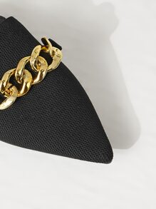 CUCCOO BASICS Giày nữ xích trang trí thời trang nhẹ mũi nhọn màu đen đế bằng cho kỳ nghỉ xuân hè Giày bán mùa hè Giày bệt thanh lịch Giày trở lại trường Giày sinh viên đại học Halloween Giáng sinh Thu - màu đen - Xem 6