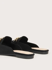 CUCCOO BASICS Giày nữ xích trang trí thời trang nhẹ mũi nhọn màu đen đế bằng cho kỳ nghỉ xuân hè Giày bán mùa hè Giày bệt thanh lịch Giày trở lại trường Giày sinh viên đại học Halloween Giáng sinh Thu - màu đen - Xem 7