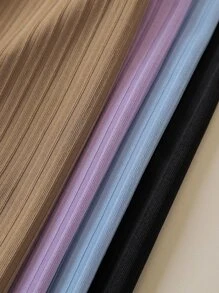 SHEIN EZwear Áo hai dây Gân đan màu trơn Giải trí - Nhiều màu - Xem 3