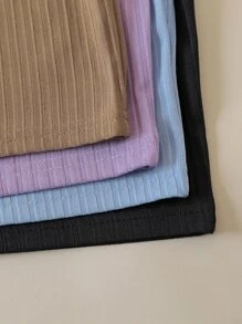 SHEIN EZwear Áo hai dây Gân đan màu trơn Giải trí - Nhiều màu - Xem 5