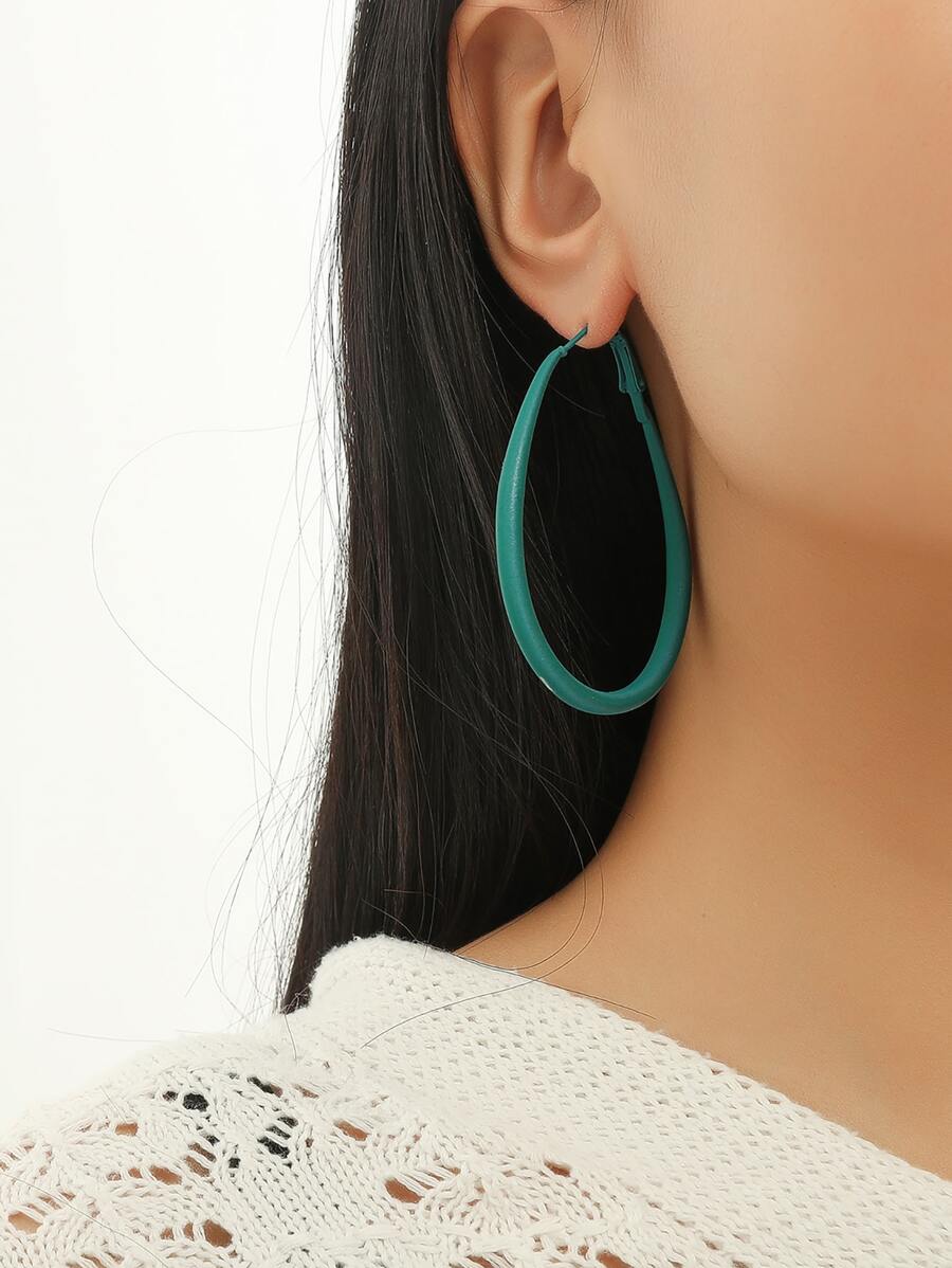 Hoa tai vòng tối giản - màu xanh lá - Xem 1