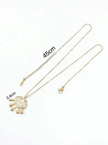 Vòng cổ mặt dây chuyền khóa trường thọ của Trung Quốc - Vàng - Xem 3