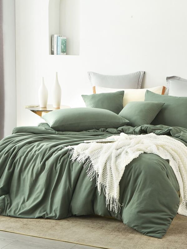 Plain Duvet Cover Set Without Filler SHEIN USA