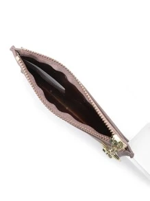 PFY PERFECT FOR YOU Perfect For You PFY Slim Minimalist RFID Credit Card Holder Front Pocket Wallet For Women Coin Purse With Keychain Gift Couple Business Casual - Dusty Pink - View 4