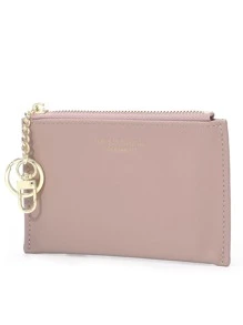 PFY PERFECT FOR YOU Perfect For You PFY Slim Minimalist RFID Credit Card Holder Front Pocket Wallet For Women Coin Purse With Keychain Gift Couple Business Casual - Dusty Pink - View 5