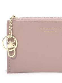PFY PERFECT FOR YOU Perfect For You PFY Slim Minimalist RFID Credit Card Holder Front Pocket Wallet For Women Coin Purse With Keychain Gift Couple Business Casual - Dusty Pink - View 7
