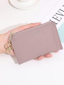 PFY PERFECT FOR YOU Perfect For You PFY Slim Minimalist RFID Credit Card Holder Front Pocket Wallet For Women Coin Purse With Keychain Gift Couple Business Casual - Dusty Pink - View 8