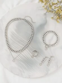 Bộ trang sức trái tim 5 món Valentine - Bạc - Xem 1