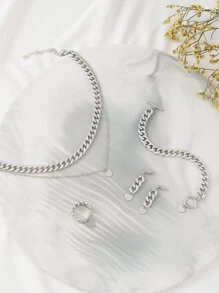 Bộ trang sức trái tim 5 món Valentine - Bạc - Xem 3