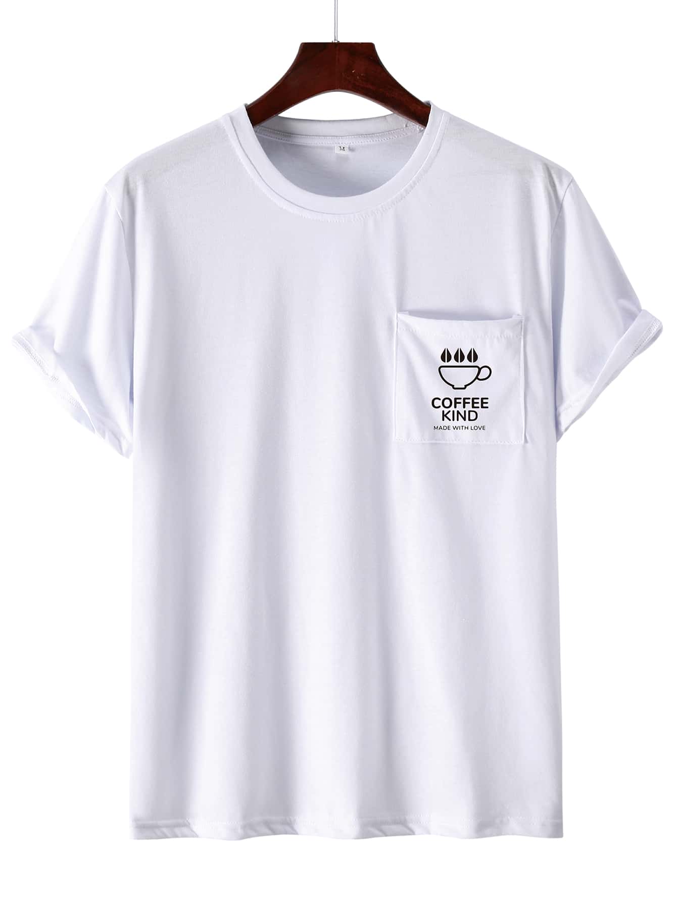 Manfinity Tops Nam Túi Slogan Giải trí - trắng - Xem 1