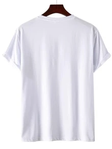 Manfinity Tops Nam Túi Slogan Giải trí - trắng - Xem 2