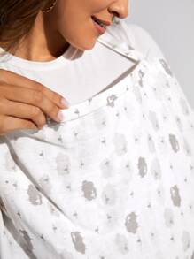 1pc Oeko-Tex Certified Cloud Print Comfortable & Breathable Nursing Cover/Shawl