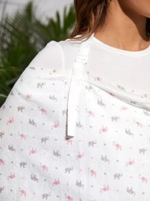 1pc [Oeko-Tex] Elephant Cartoon Print Nursing Cover, Suitable For All Seasons