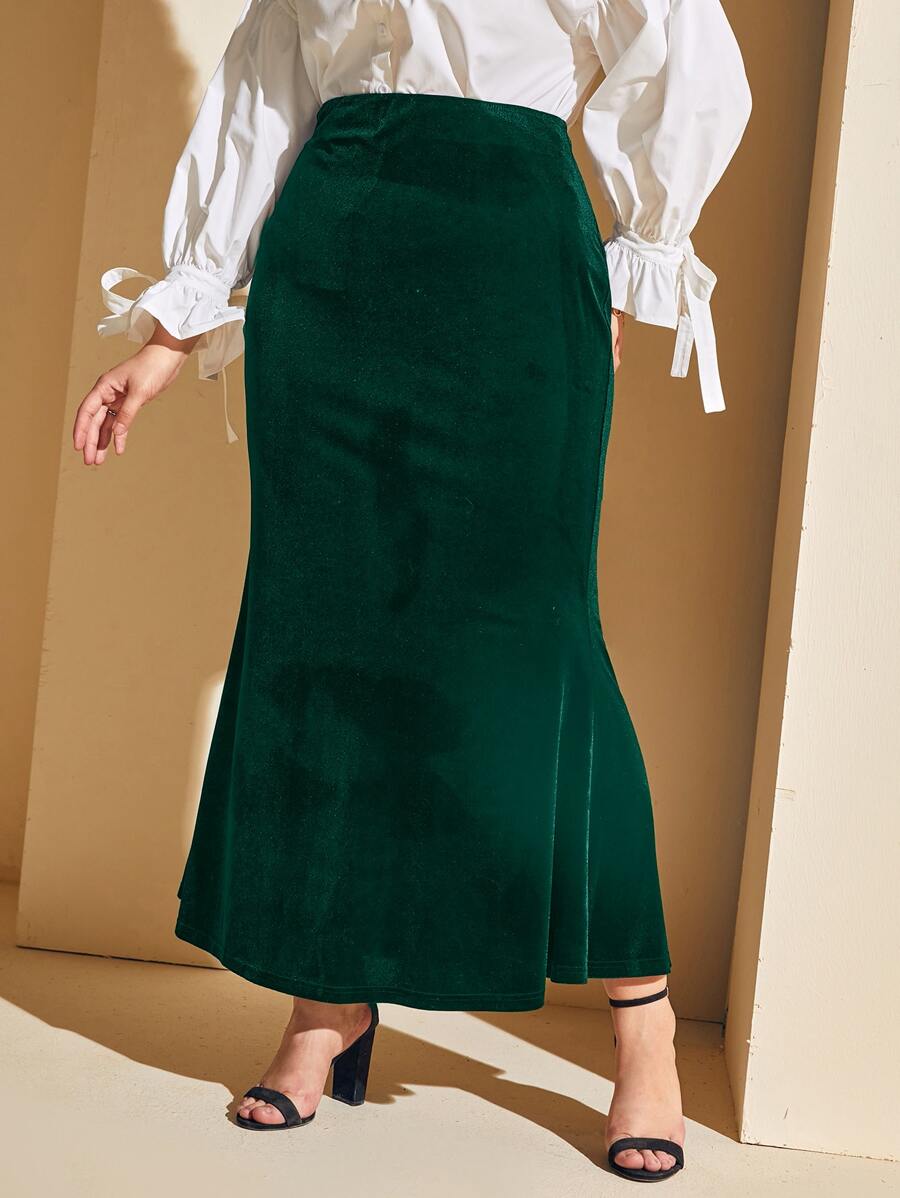 Váy đuôi cá cạp cao cỡ lớn - Màu xanh lá cây đậm - Xem 1