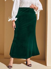 Váy đuôi cá cạp cao cỡ lớn - Màu xanh lá cây đậm - Xem 4