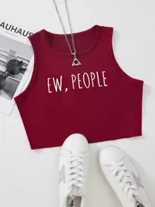 SHEIN Unity Letter Graphic Tank Top - Burgundy - View 1