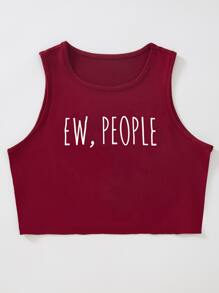 SHEIN Unity Letter Graphic Tank Top - Burgundy - View 5