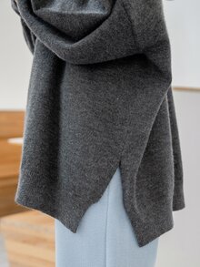 DAZY Áo len nữ Chia màu trơn Giải trí - Màu xám đen - Xem 3