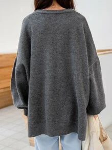 DAZY Áo len nữ Chia màu trơn Giải trí - Màu xám đen - Xem 6