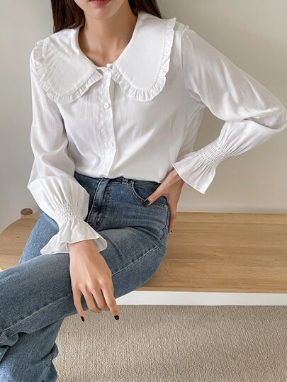 DAZY ステートメントカラー フラウンススリーブ ブラウス