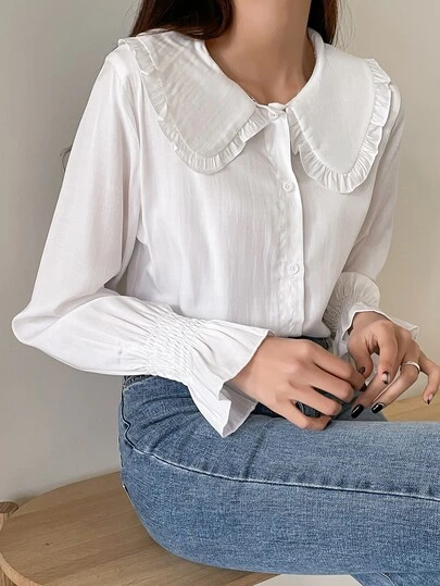 DAZY ステートメントカラー フラウンススリーブ ブラウス