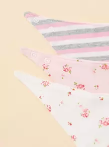 3pcs Baby Letter Graphic Bandana Bib Set - Baby Pink - View 4
