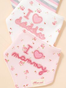 3pcs Baby Letter Graphic Bandana Bib Set - Baby Pink - View 8
