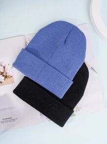 2pcs Letter Label Beanie - Multicolor - View 2