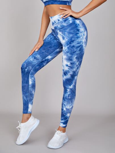 SHEIN Tie Dye Wide Waistband Sports 