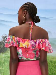 SHEINNeu Áo nữ Bất đối xứng Hội Chữ thập Xù Hoa Boho - Nhiều màu - Xem 2