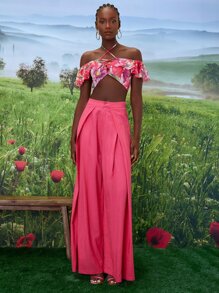 SHEINNeu Áo nữ Bất đối xứng Hội Chữ thập Xù Hoa Boho - Nhiều màu - Xem 3