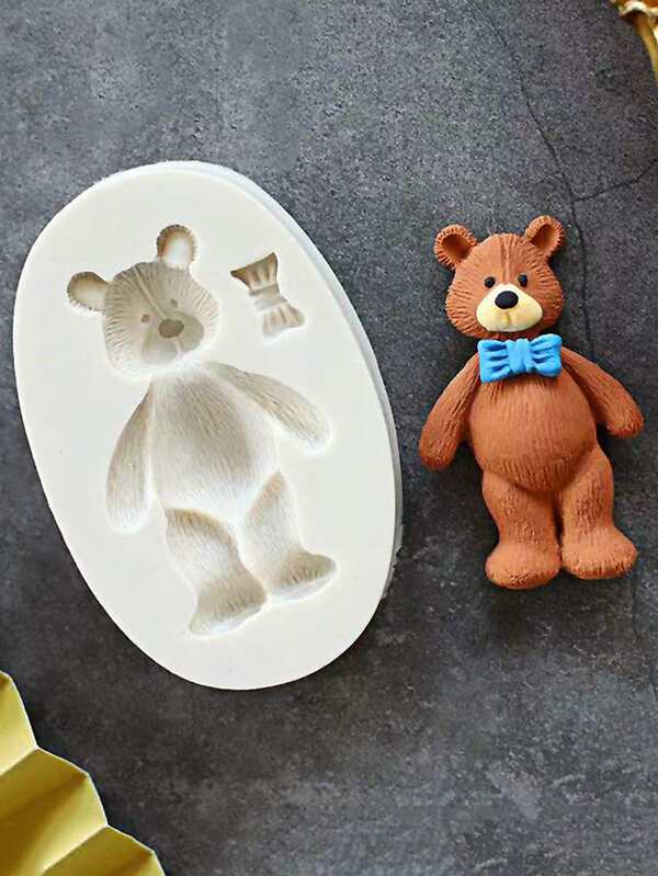1入組熊形狀矽膠模具3D熊矽膠翻糖模具,熊糖果巧克力模具適用於DIY蛋糕軟糖餅乾紙杯蛋糕蛋糕裝飾用品甜點手工水晶糖工藝適用於新生兒派對