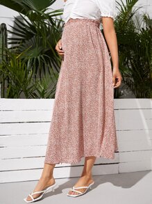 SHEIN 孕婦碎花高衩半身裙