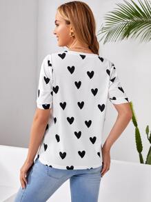 SHEIN Áo thun Bà bầu Tim Giải trí - trắng - Xem 2