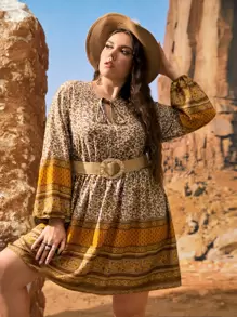 SHEIN Đầm Plus Size Hoa Boho - Nhiều màu - Xem 1