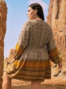 SHEIN Đầm Plus Size Hoa Boho - Nhiều màu - Xem 2