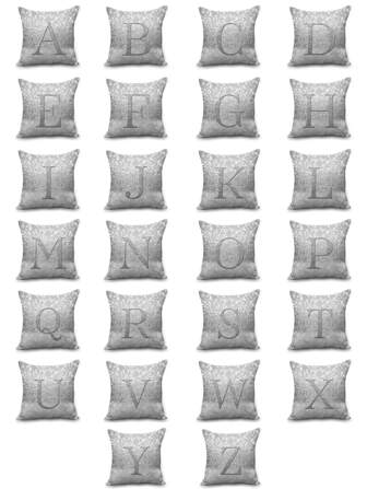 1入組字母圖案靠墊套不附帶墊芯